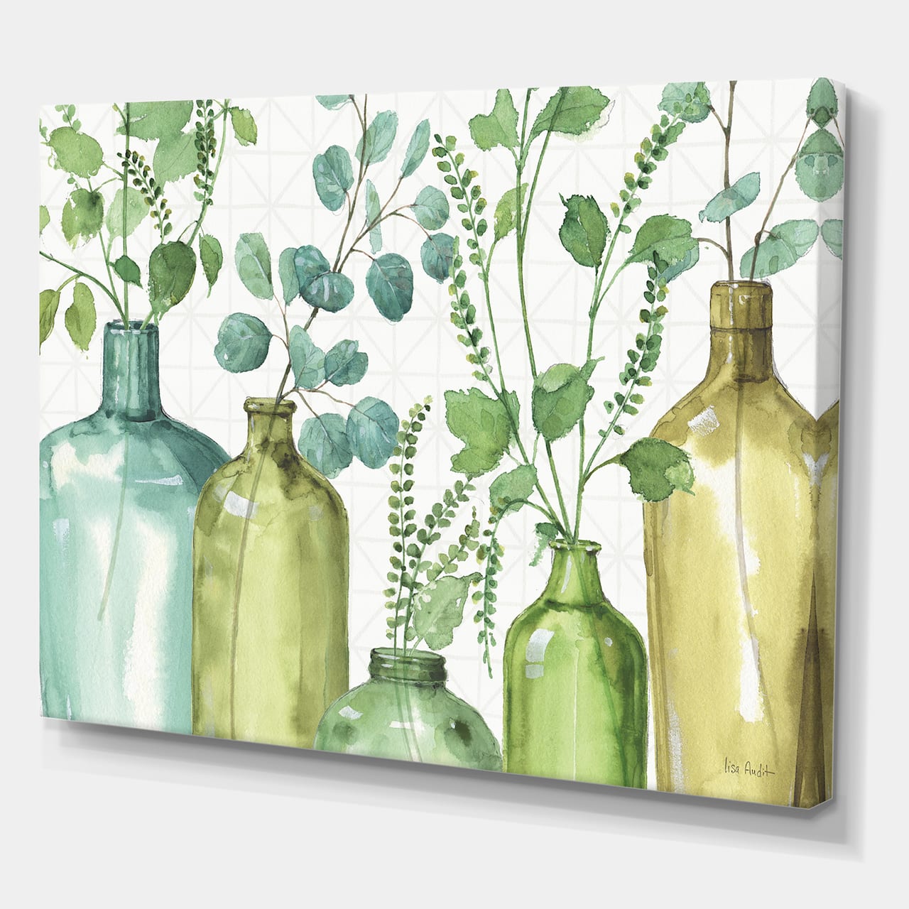 Designart - Mixed Botanical Green Leaves I0 - Cottage Premium Canvas Wall Art
